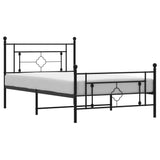 Metal Bed Frame without Mattress with Footboard Black 107x203cm 374353