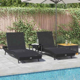 Sun Lounger 3 pcs Black 197 x 70 x 82 cm Poly Rattan 3381203