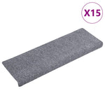 Stair Mats Self-adhesive 15 pcs 65x21x4 cm Light Grey Rectangular Edge 134564