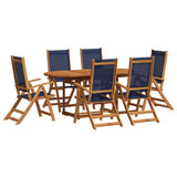 7 Piece Garden Dining Set Solid Wood Acacia and Textilene 3279309