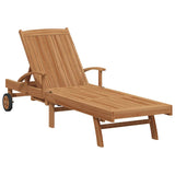 Sun lounger Folding Brown 195 x 59 x 78.5 cm Solid Teak Wood 42008012