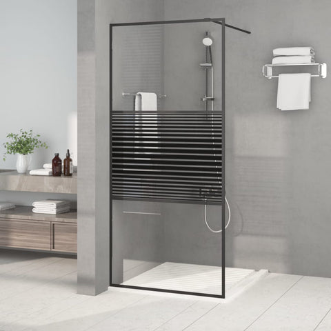 Walk-in Shower Wall Black 90x195 cm Clear ESG Glass 152146