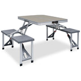 Folding Camping Table with 4 Seats Steel Aluminium 47686