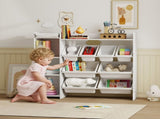 Toy Storage Unit with 8 Removable Bins, Storage Shelves, Cabinet, White T3398P421972