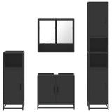 ZNTS 4 Piece Bathroom Furniture Set Black Engineered Wood 3301215