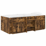 Loft Bed Frame with Cabinet 3 pcs Smoked Oak Engineered Wood 3423394