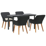 Garden Dining Set with Cushion 5 pcs Black Poly Rattan 3261672