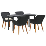 Garden Dining Set with Cushion 5 pcs Black Poly Rattan 3261672