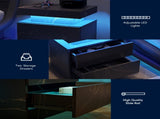 Nightstand LED Bedside Table Cabinet Lights Modern End Side with 2 Drawers for Bedroom T3272P355456