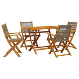 ZNTS 5 Piece Garden Dining Set Grey Polypropylene and Solid Wood 3281698