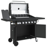 Gas BBQ Grill with 7 Burners Black Powder-coated Steel 367588