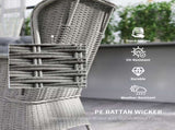 Garden PE Rattan Dining Sofa Set, Outdoor 4 Seater Wicker Furniture, High Back Chairs with Cushions, T3398P320029