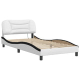 Bed Frame with LED without Mattress "Hvar" White and Black 100x200 cm 3213919