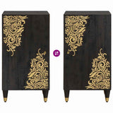 Sideboard with Shelf Black 40 x 33 x 75 cm Solid Mango Wood 4018832