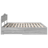 Bed Frame with Drawer Grey Sonoma 200 x 200 cm Engineered Wood 3413157