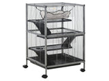 Small Animal Cage with Wheels Pet Home for Chinchillas Ferrets Kittens, with Hammock, 4 Platforms, T3398P350045