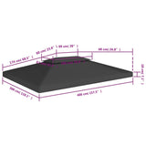 2-Tier Gazebo Top Cover 310 g/m² 4x3 m Black 312075