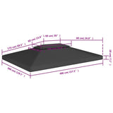 2-Tier Gazebo Top Cover 310 g/m 4x3 m Black 312075