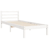 Bed Frame without Mattress White Single Solid Wood 3195057