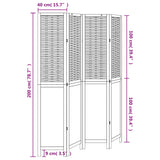 Room Divider 4 Panels Dark Brown Solid Wood Paulownia 358707