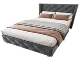 Upholstered bed,Single Bed-3ft ,With slatted frame and headboard, Button Rivet N606P243925G