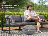 Three-Piece L Shaped Garden Furniture Set with Cushions - Grey T3398P323814