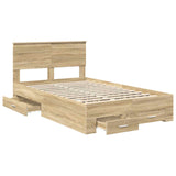 Bed Frame with Drawer Sonoma Oak 120 x 190 cm Engineered Wood 3410924