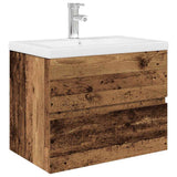 Sink Cabinet with Built-in Basin and Faucet Old Wood 3328931
