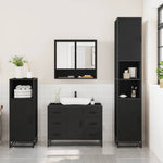 ZNTS 3 Piece Bathroom Furniture Set Black Engineered Wood 3300990
