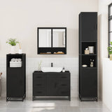 ZNTS 3 Piece Bathroom Furniture Set Black Engineered Wood 3300990