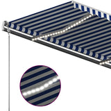 Manual Retractable Awning with LED 400x300 cm Blue and White 3069741
