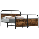 Metal Bed Frame without Mattress Smoked Oak 140x190 cm 3318635