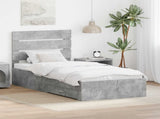 Bed Frame Concrete Grey and Silver 70 x 190 cm Engineered Wood 3412030