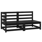 2 Piece Garden Lounge Set Black Solid Pinewood 805694