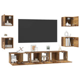 TV Cabinet Set Wall-mounted 7 pcs Old Wood Engineered Wood 3393396
