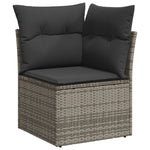 ZNTS 11 Piece Garden Sofa Set with Cushions Grey Poly Rattan 3228920