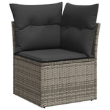 ZNTS 11 Piece Garden Sofa Set with Cushions Grey Poly Rattan 3228920