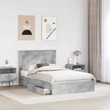 Storage Bed Concrete Grey 135 x 190 cm Engineered Wood 3410251