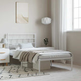 Metal Bed Frame without Mattress with Headboard White 100x200cm 355703