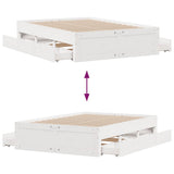 Bed Frame without Mattress with Drawers White 150x200 cm King Size Solid Wood Pine 3308802