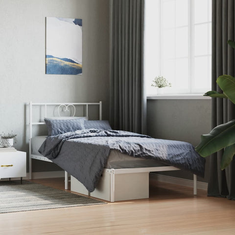 Metal Bed Frame without Mattress with Headboard White 90x200cm 355505