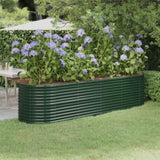Garden Raised Bed Galvanised Steel 296x80x68 cm Green 318958