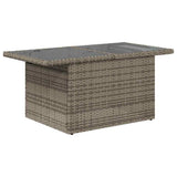 Garden Table with Glass Top Grey 100x55x73 cm Poly Rattan 366121