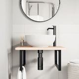 Basin Shelf Wall Mounted Steel and Solid Wood Oak 3302461