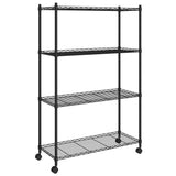 4-Tier Storage Shelf with Wheels 90x35x142 cm Black 200 kg 324628