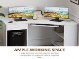 L-Shaped Corner Computer Desk w/ 2 Shelves Wide Worktop Keyboard Tray Drawer & CPU Stand Home Office T3398P344442