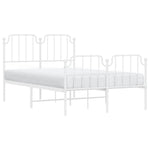 ZNTS Metal Bed Frame with Headboard and Footboard White 120x190 cm Small Double 373951