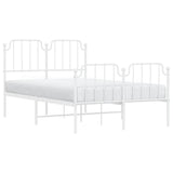 ZNTS Metal Bed Frame with Headboard and Footboard White 120x190 cm Small Double 373951