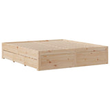 Bed Frame without Mattress with Drawers 200x200 cm Solid Wood Pine 3308792