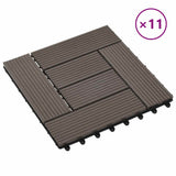 11 pcs Decking Tiles WPC 30x30 cm 1 sqm Dark Brown 45028